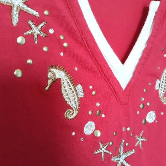 WOMEN'S SHORT SLEEVE TOP EMBELLISHED T-SHIRT - Picture 3 of 4